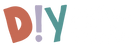 The word 'DIY' is displayed in a playful, hand-drawn font with a terracotta-colored 'D', an exclamation mark in lavender, and a teal 'Y' on a solid white background.